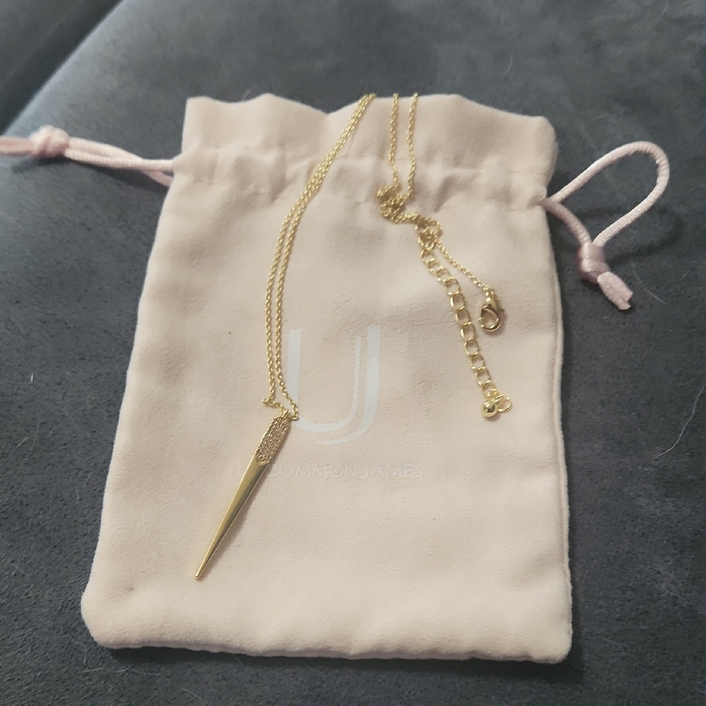 Gold Spike Pendant Necklace with Adjustable Chain
